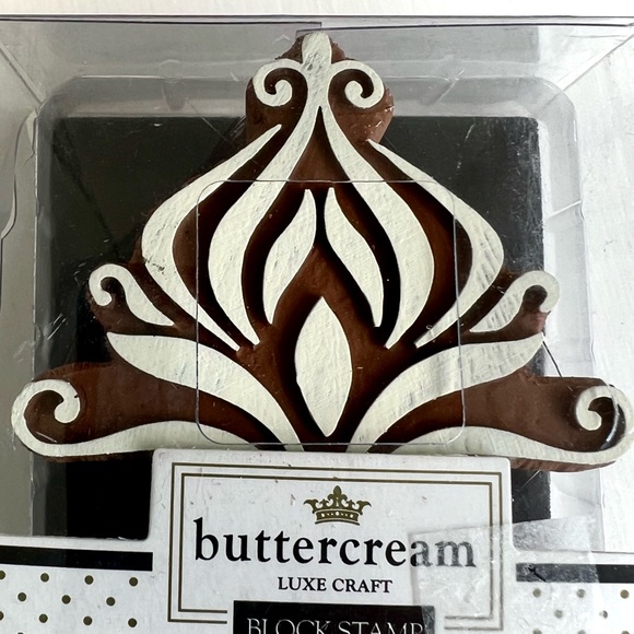 NEW Block Stamp Home Decor Flower Design Buttercream by Luxe Craft Sealed in Box - Picture 2 of 9